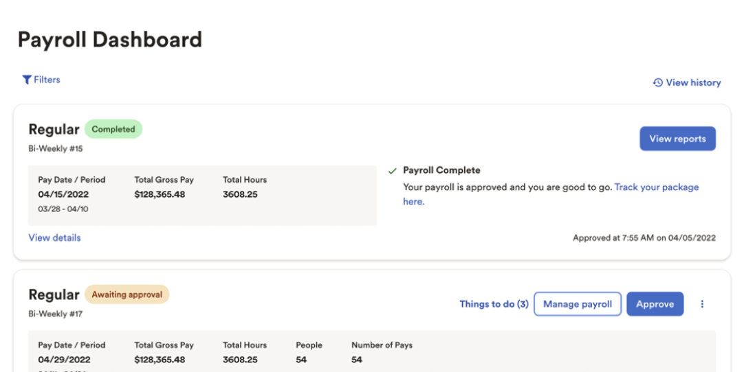 ADP Run dashboard and workflow screenshot